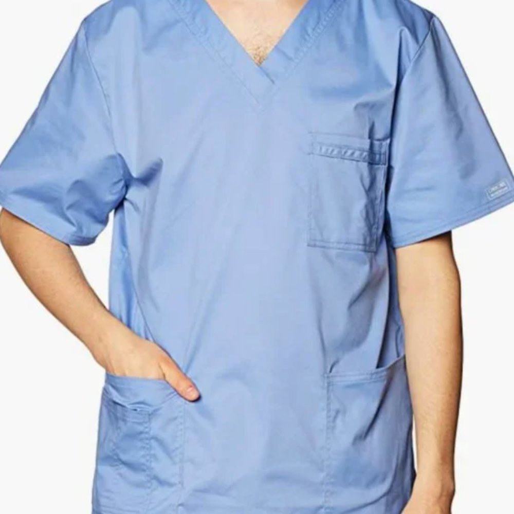 Cherokee Workwear Blue Scrub Top Uniform, Nurse, Medical, Unisex (XL)